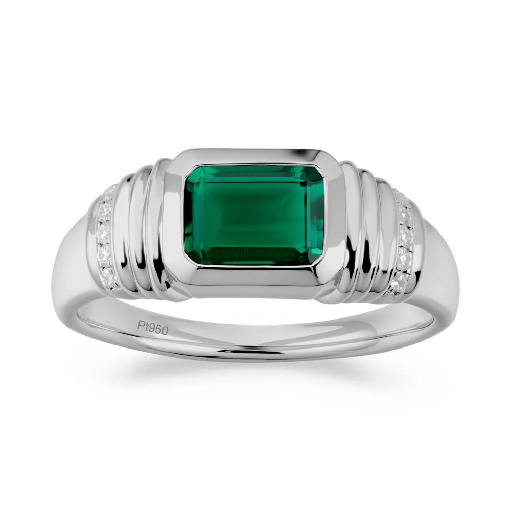 Wide Band Emerald Cut Emerald Men Ring