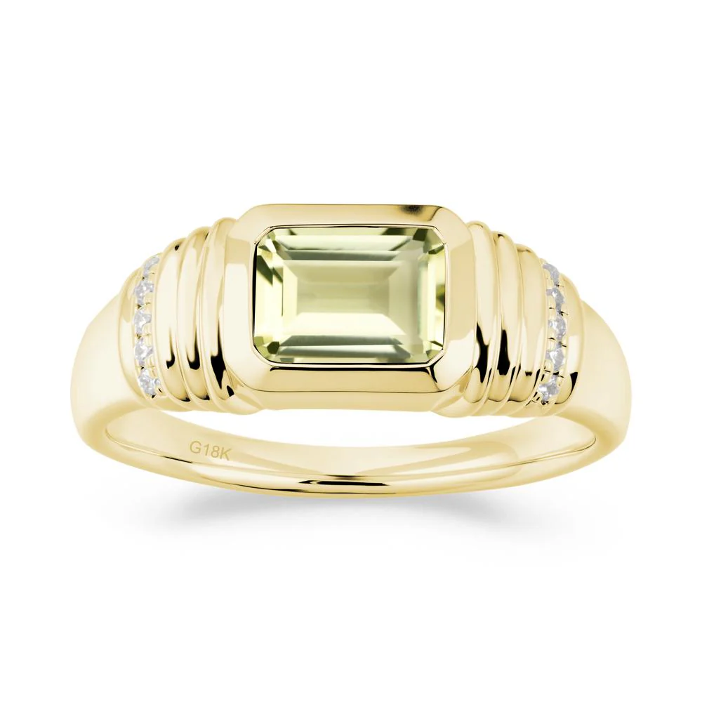 Wide Band Emerald Cut Lemon Quartz Men Ring - Image 6