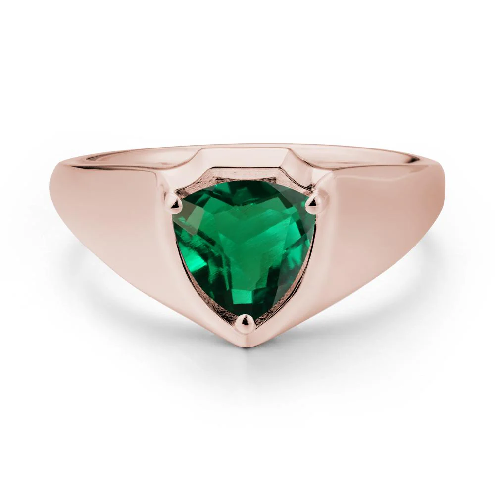 Wide Band Emerald Shield Ring - Image 2