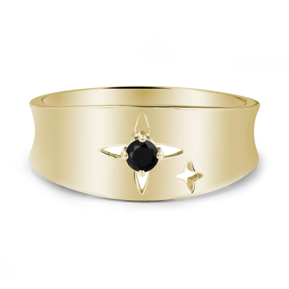 Wide Band Four Point Star Black Spinel Ring - Image 4