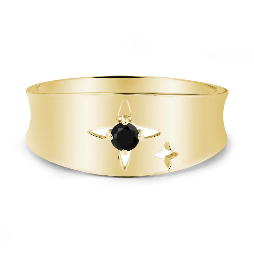 Wide Band Four Point Star Black Spinel Ring - Image 7