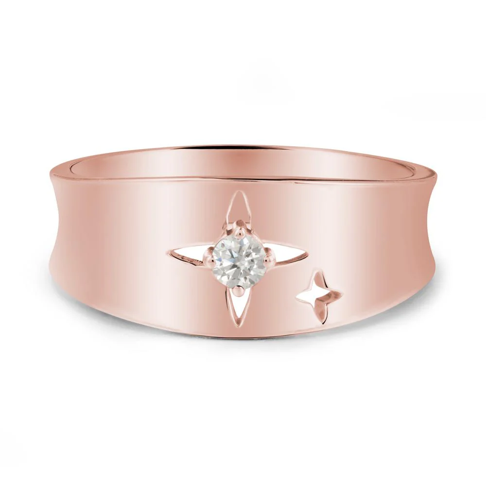 Wide Band Four Point Star Moissanite Ring - Image 4