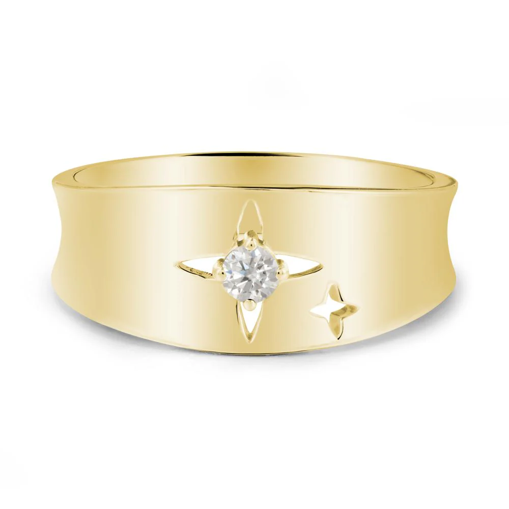 Wide Band Four Point Star Moissanite Ring - Image 6