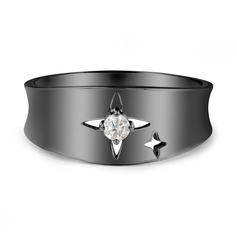 Wide Band Four Point Star Moissanite Ring - Image 7