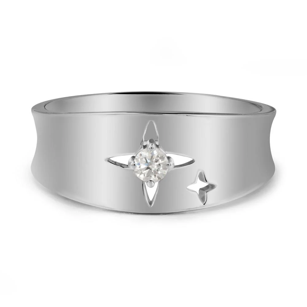 Wide Band Four Point Star Moissanite Ring - Image 8