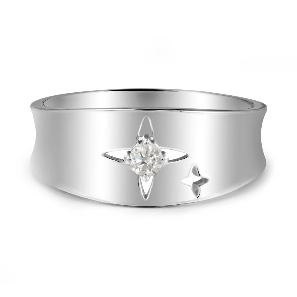 Wide Band Four Point Star Moissanite Ring - Image 9