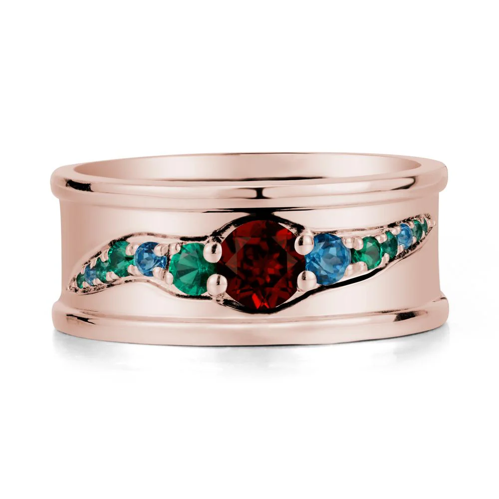 Wide Band Garnet Ring for Men - Image 2