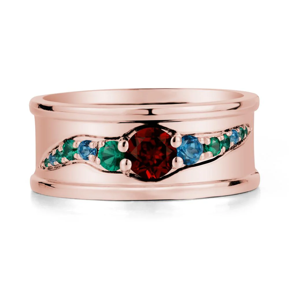 Wide Band Garnet Ring for Men - Image 4