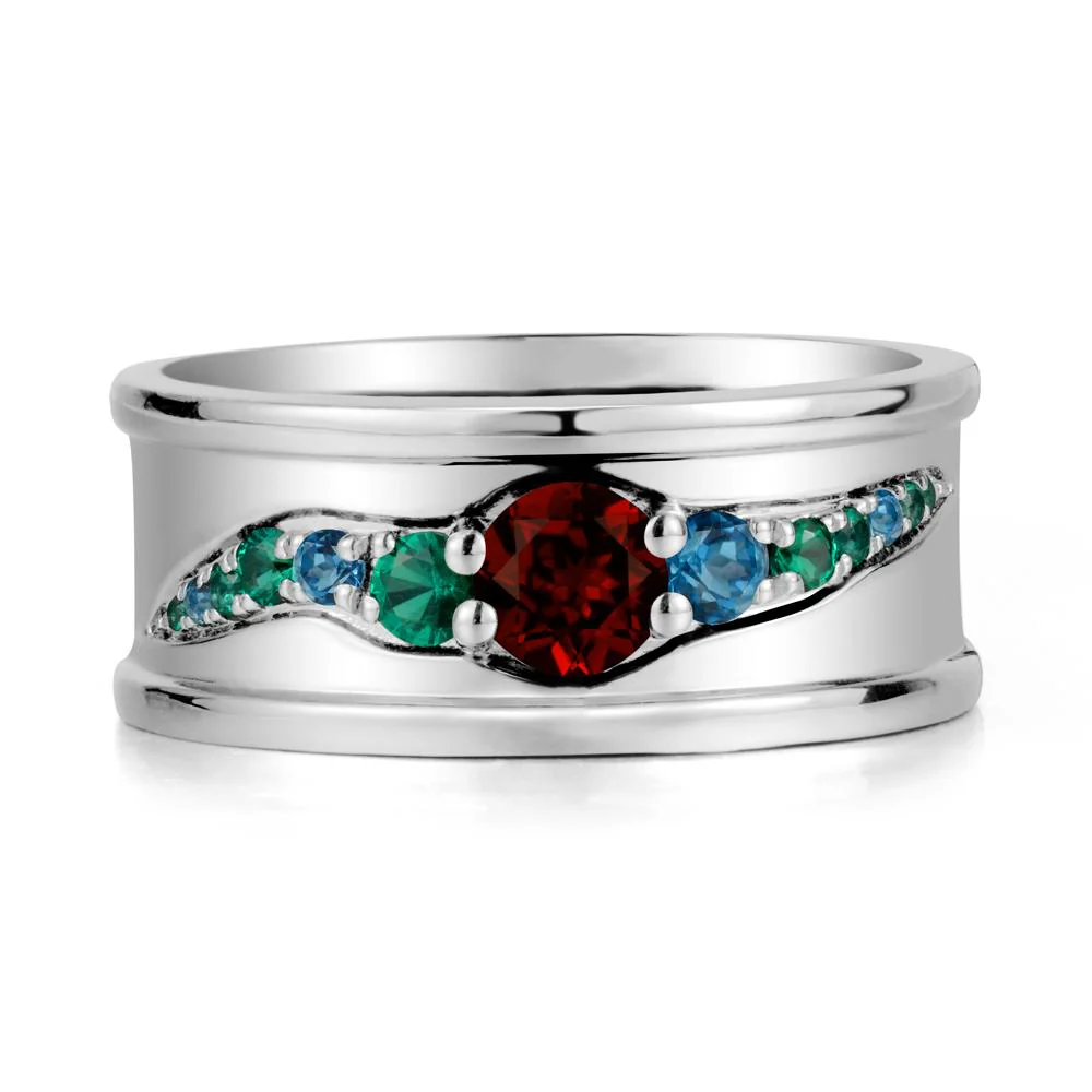 Wide Band Garnet Ring for Men - Image 5