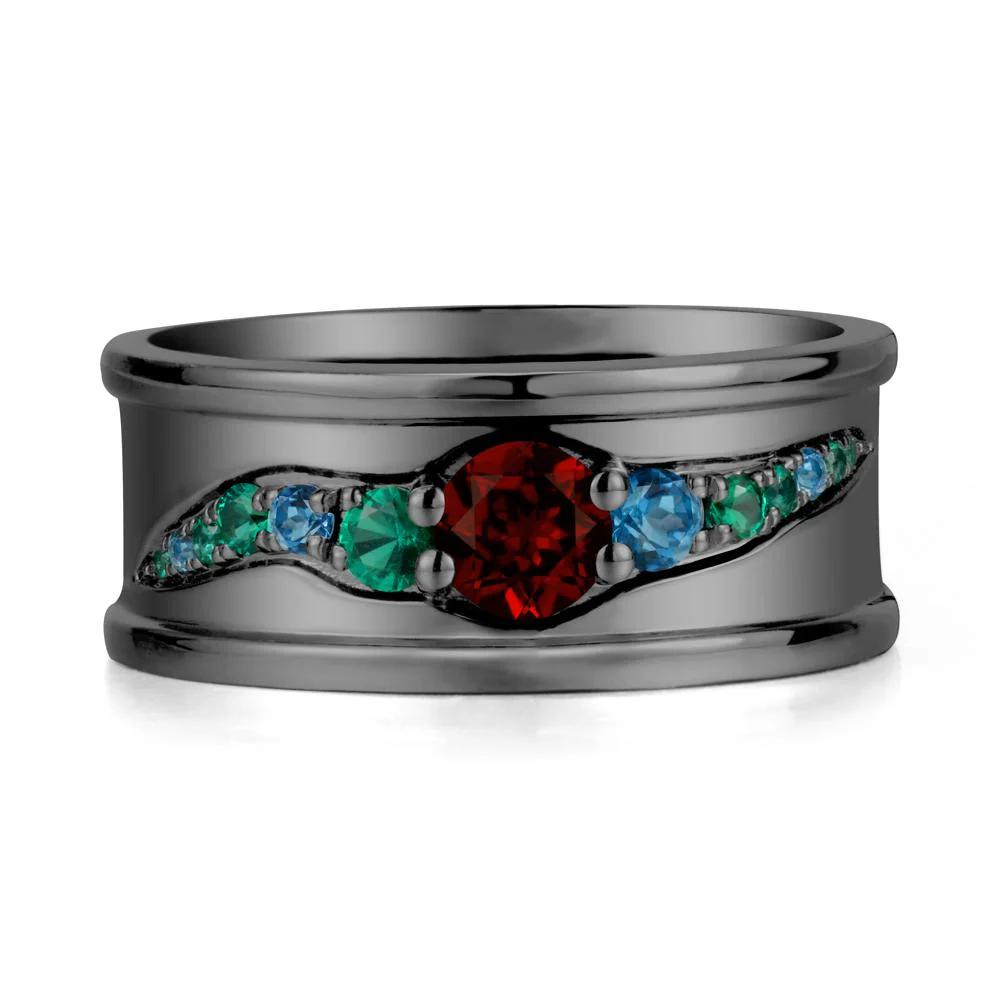 Wide Band Garnet Ring for Men - Image 7