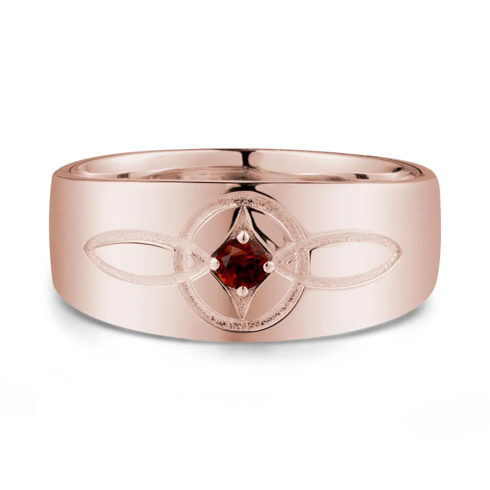 Wide Band Garnet Ring with Celtic Knot - Image 2