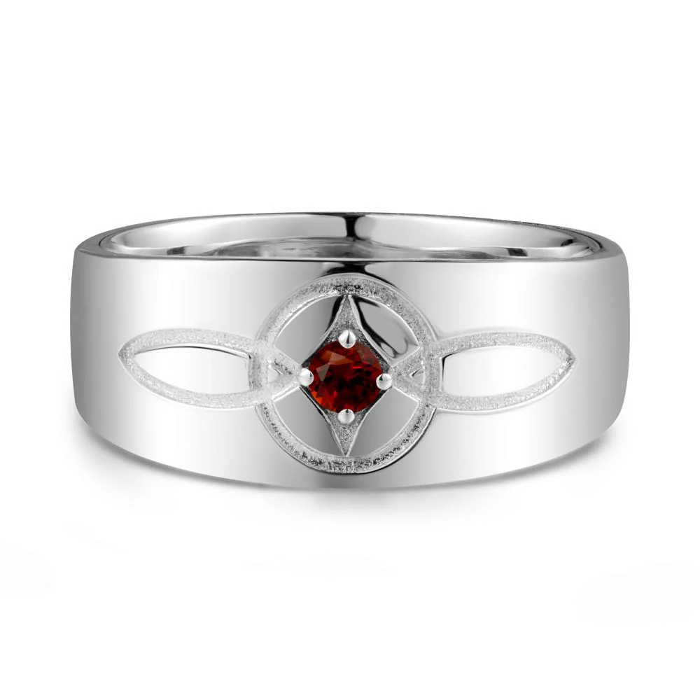 Wide Band Garnet Ring with Celtic Knot - Image 3