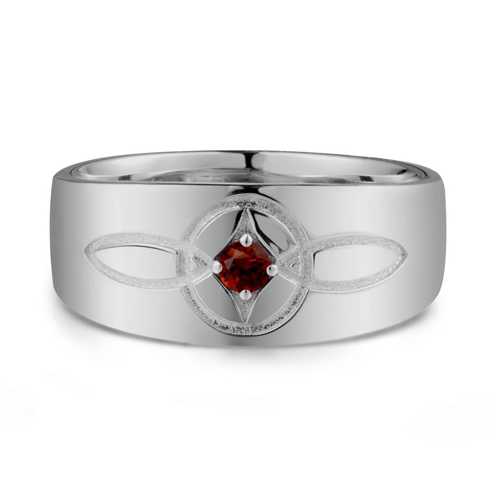 Wide Band Garnet Ring with Celtic Knot - Image 9
