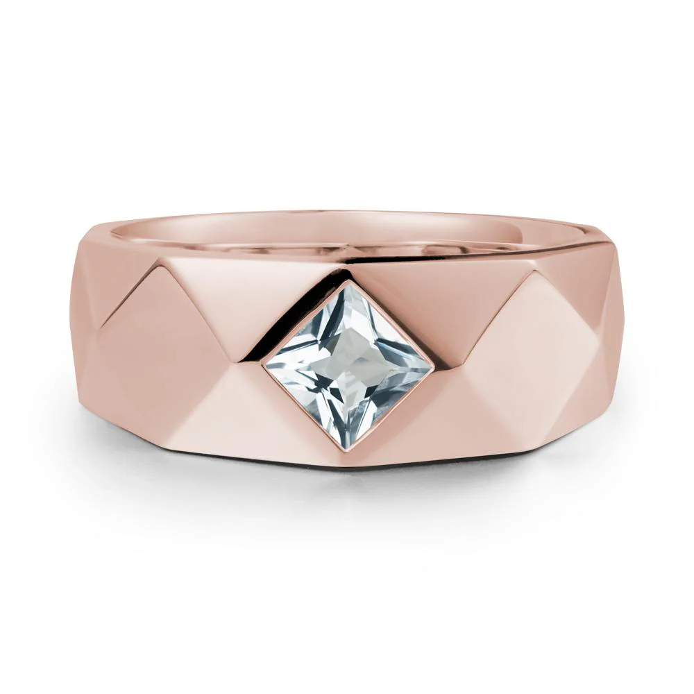 Wide Band Geometric Aquamarine Ring - Image 2