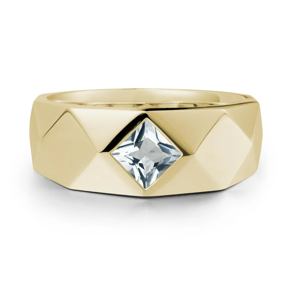 Wide Band Geometric Aquamarine Ring - Image 3