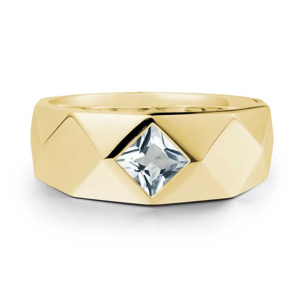 Wide Band Geometric Aquamarine Ring - Image 6