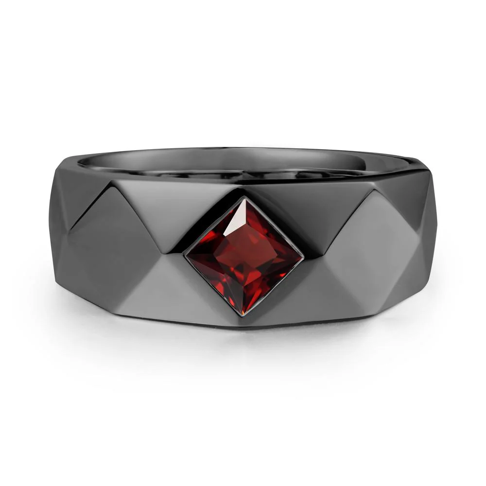 Wide Band Geometric Garnet Ring