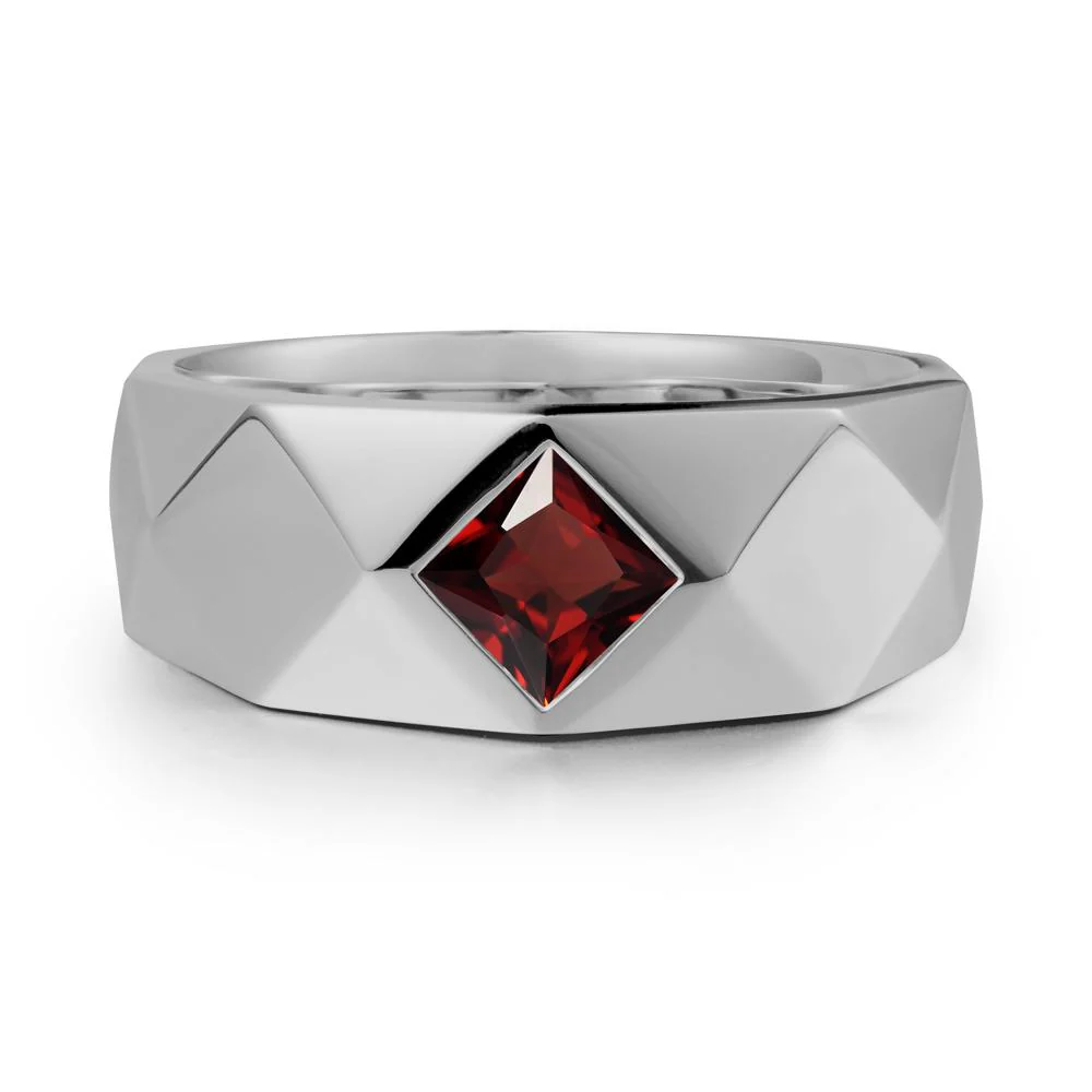 Wide Band Geometric Garnet Ring - Image 4