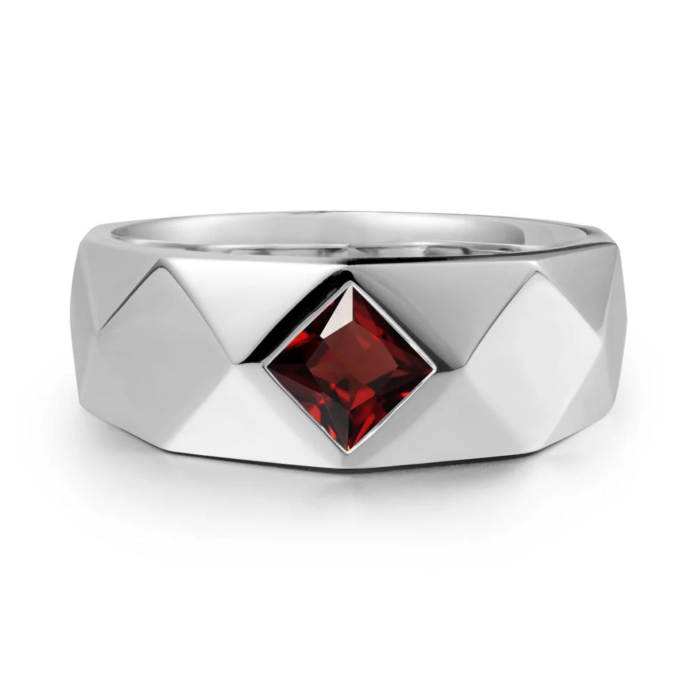 Wide Band Geometric Garnet Ring - Image 7
