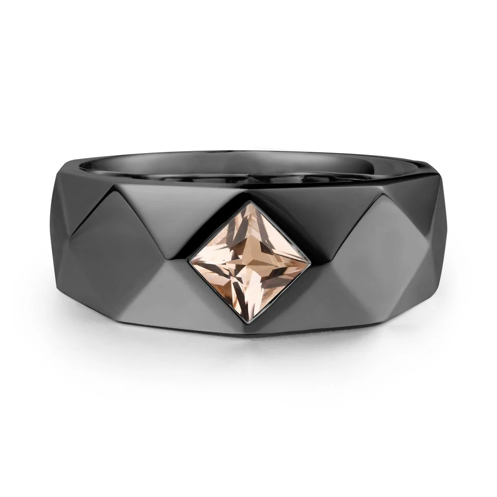 Wide Band Geometric Morganite Ring
