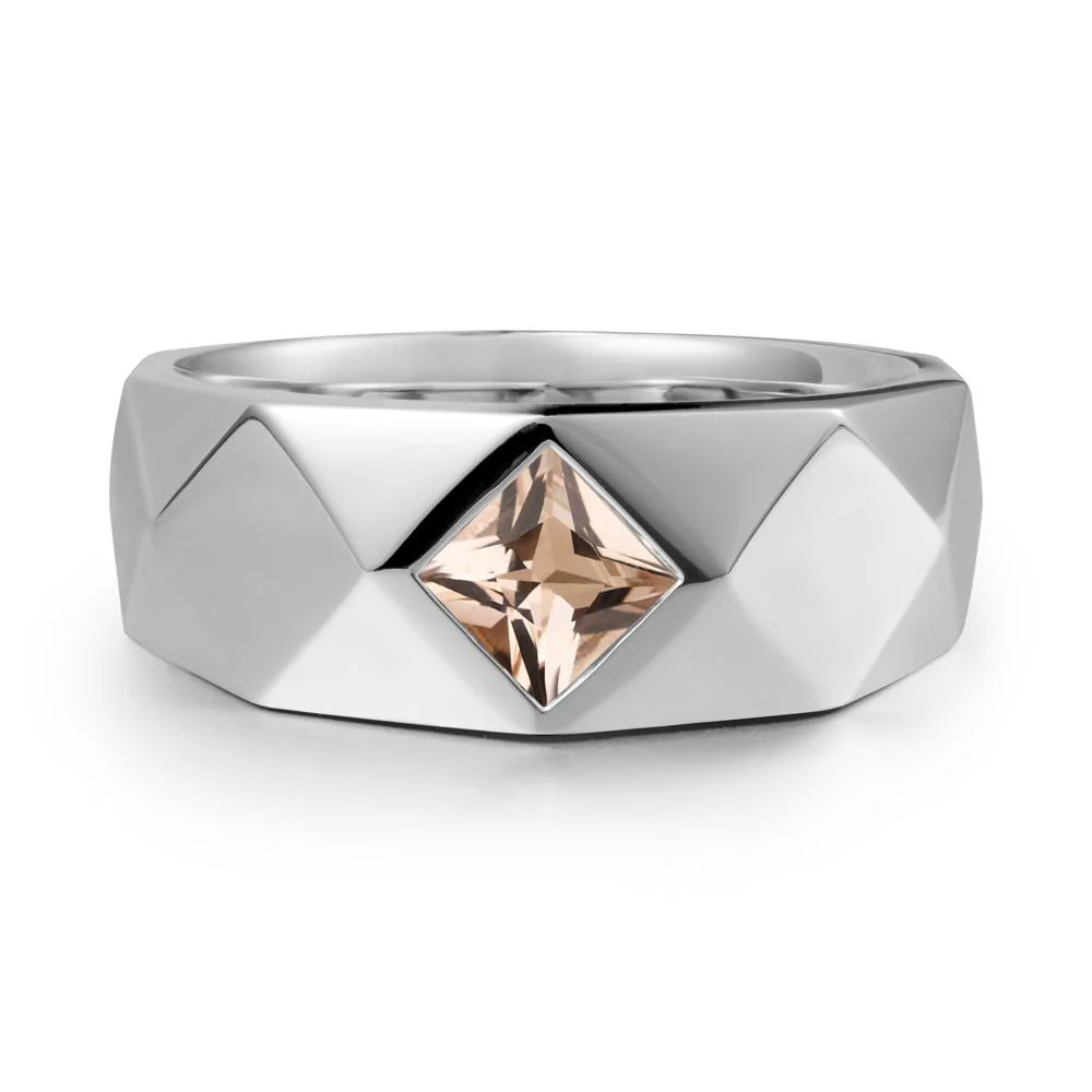Wide Band Geometric Morganite Ring - Image 6