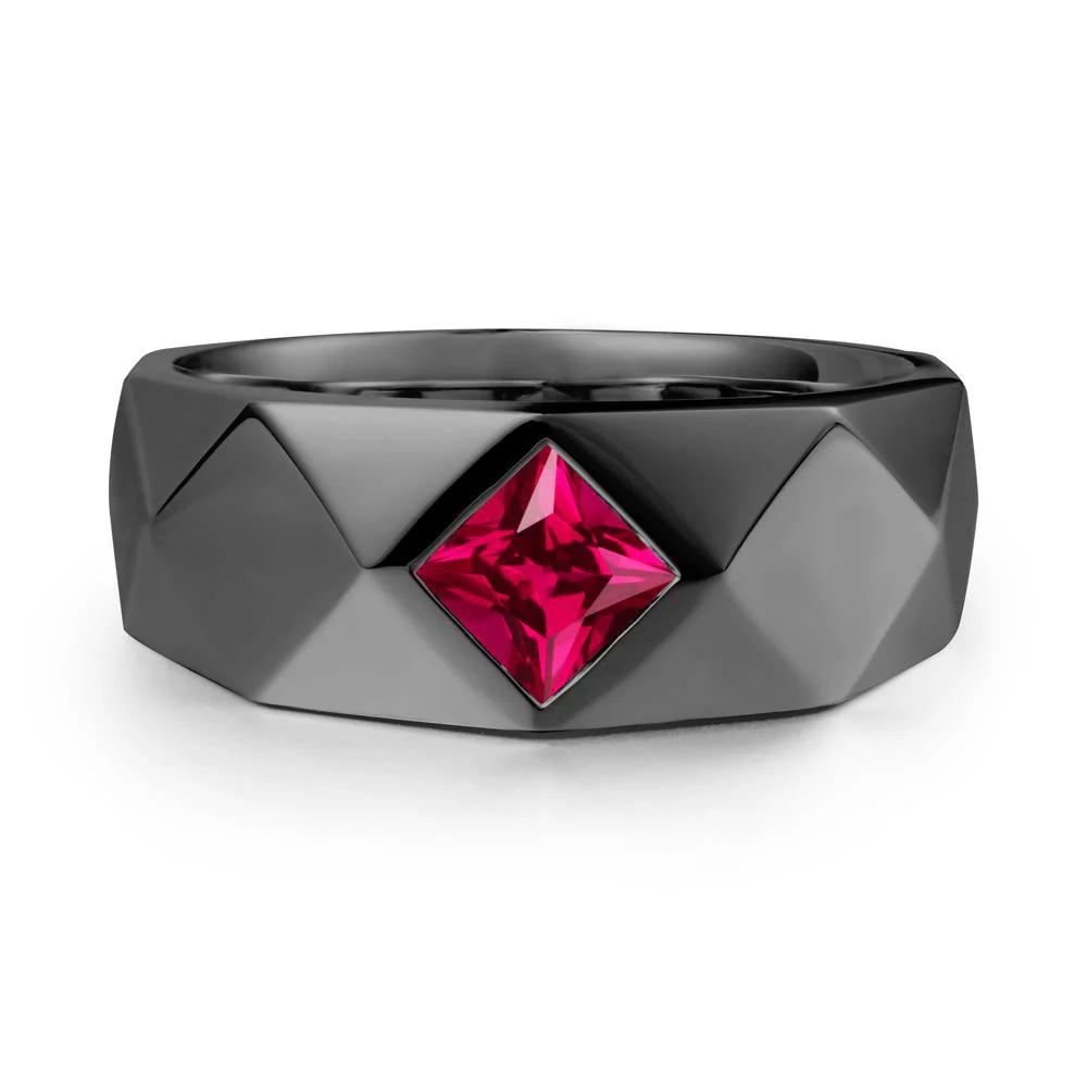 Wide Band Multi-Faceted Ruby Ring - Image 2