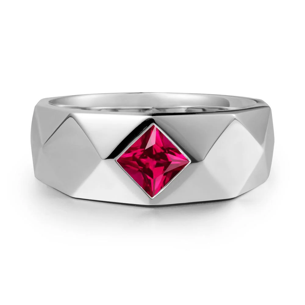Wide Band Multi-Faceted Ruby Ring - Image 3