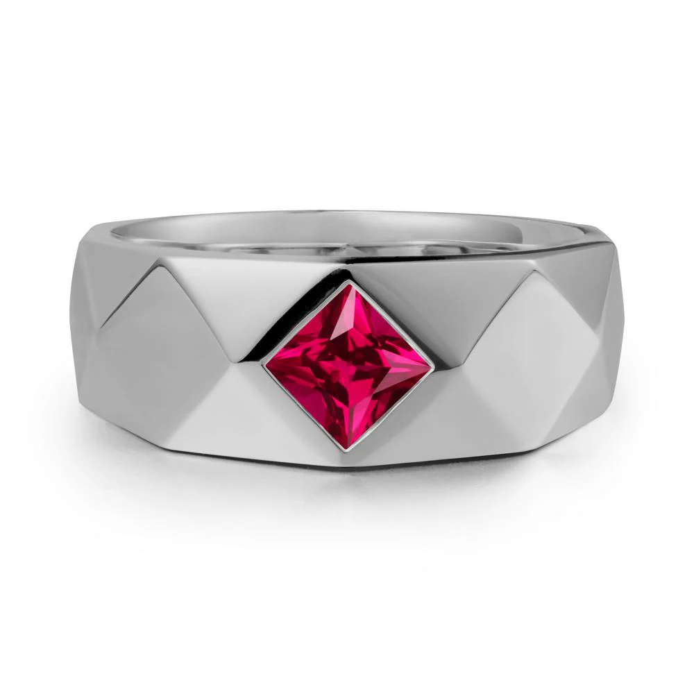 Wide Band Multi-Faceted Ruby Ring - Image 4