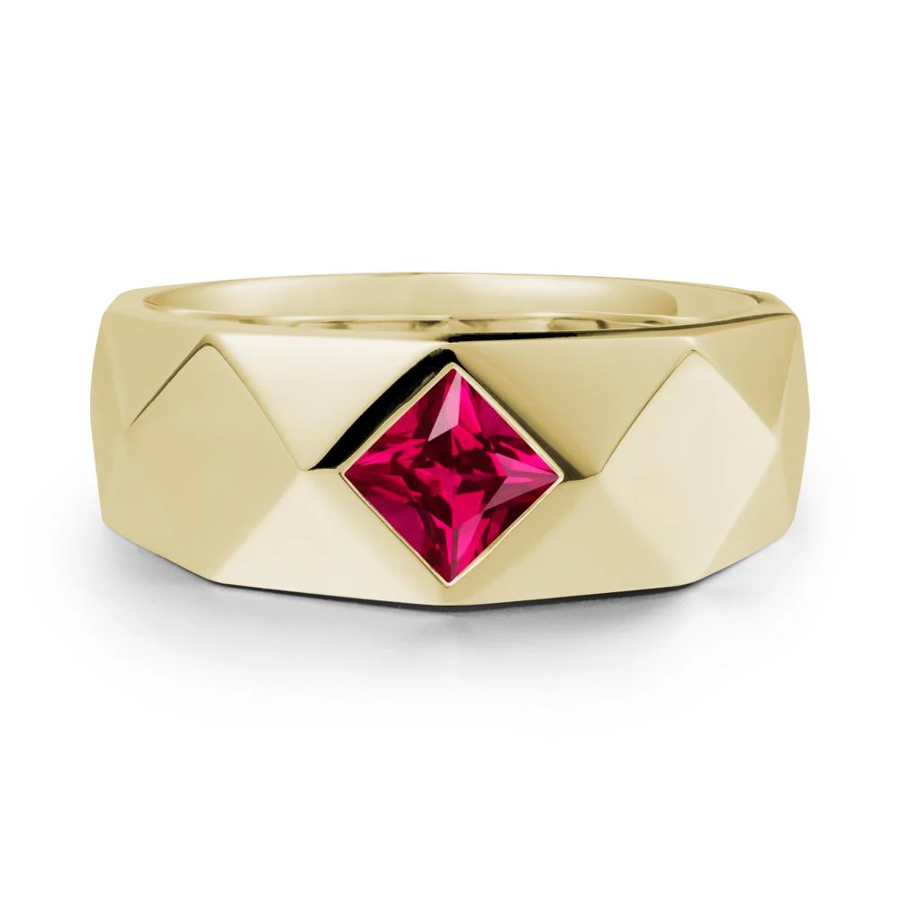 Wide Band Multi-Faceted Ruby Ring - Image 5