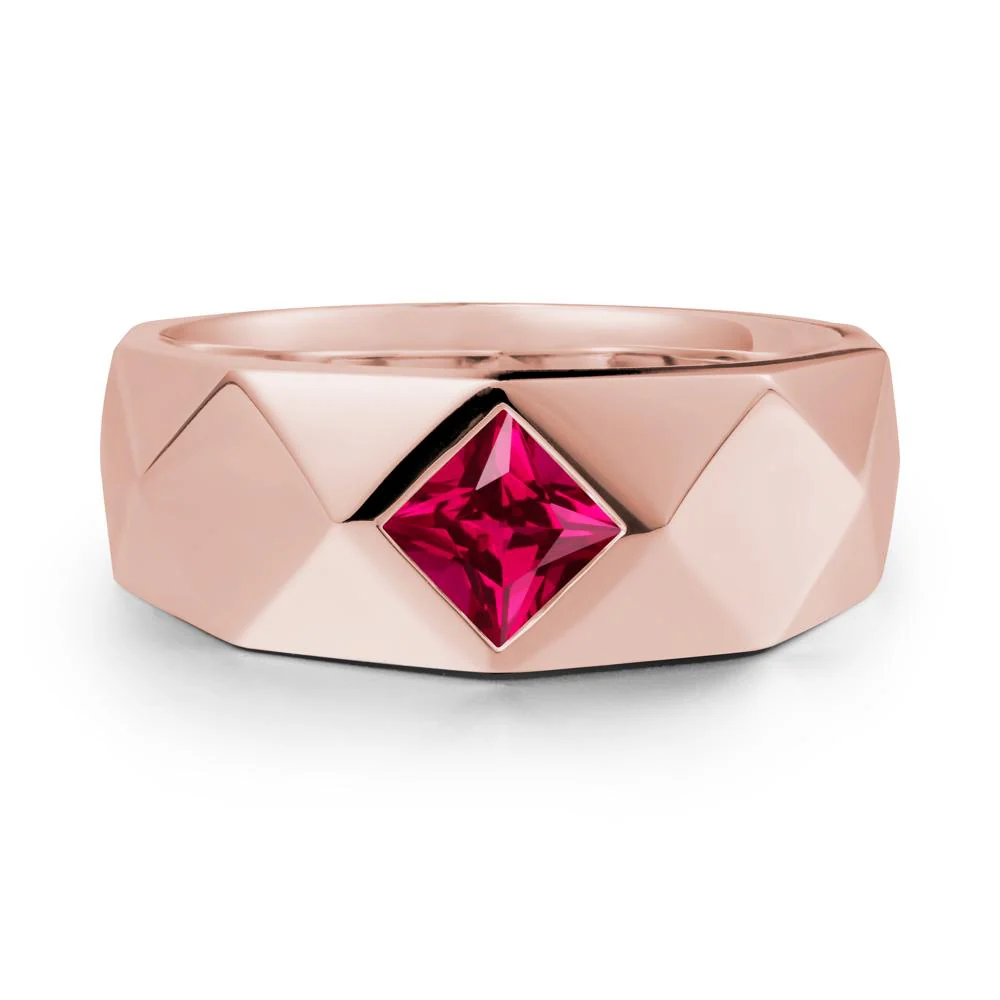 Wide Band Multi-Faceted Ruby Ring - Image 6