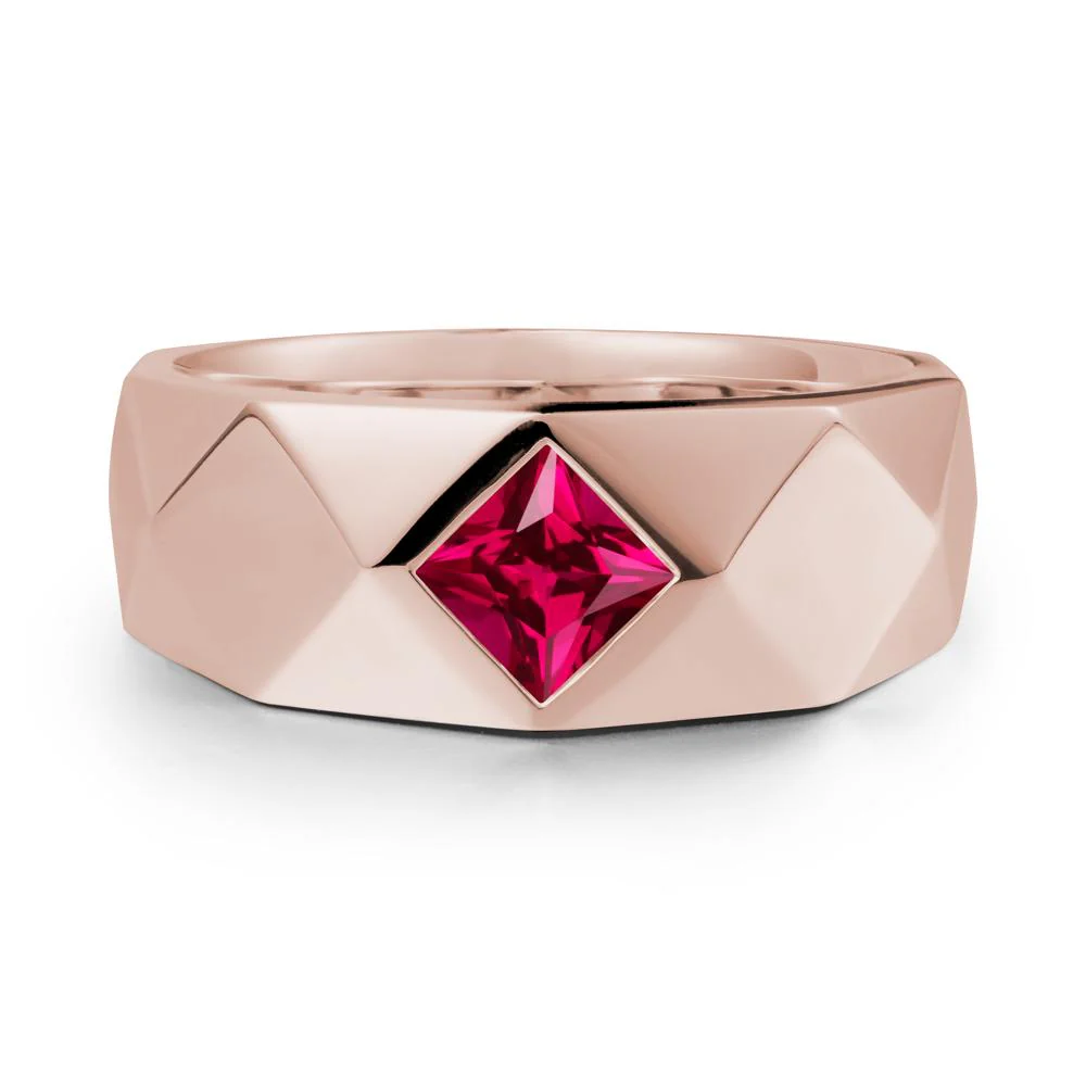 Wide Band Multi-Faceted Ruby Ring - Image 8