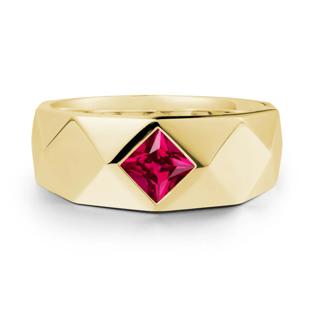 Wide Band Multi-Faceted Ruby Ring - Image 9