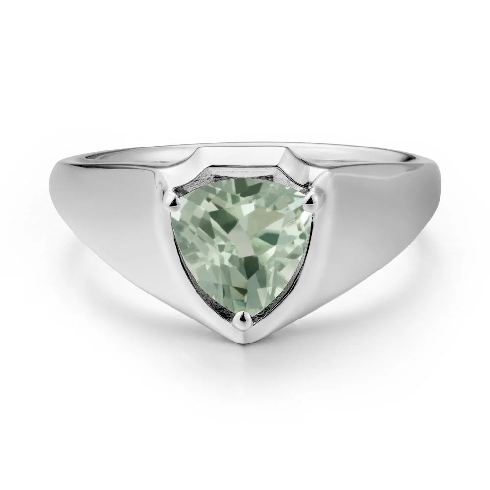 Wide Band Green Amethyst Shield Ring - Image 3