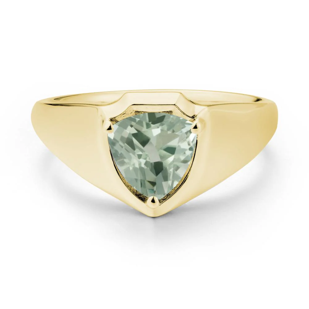 Wide Band Green Amethyst Shield Ring - Image 6