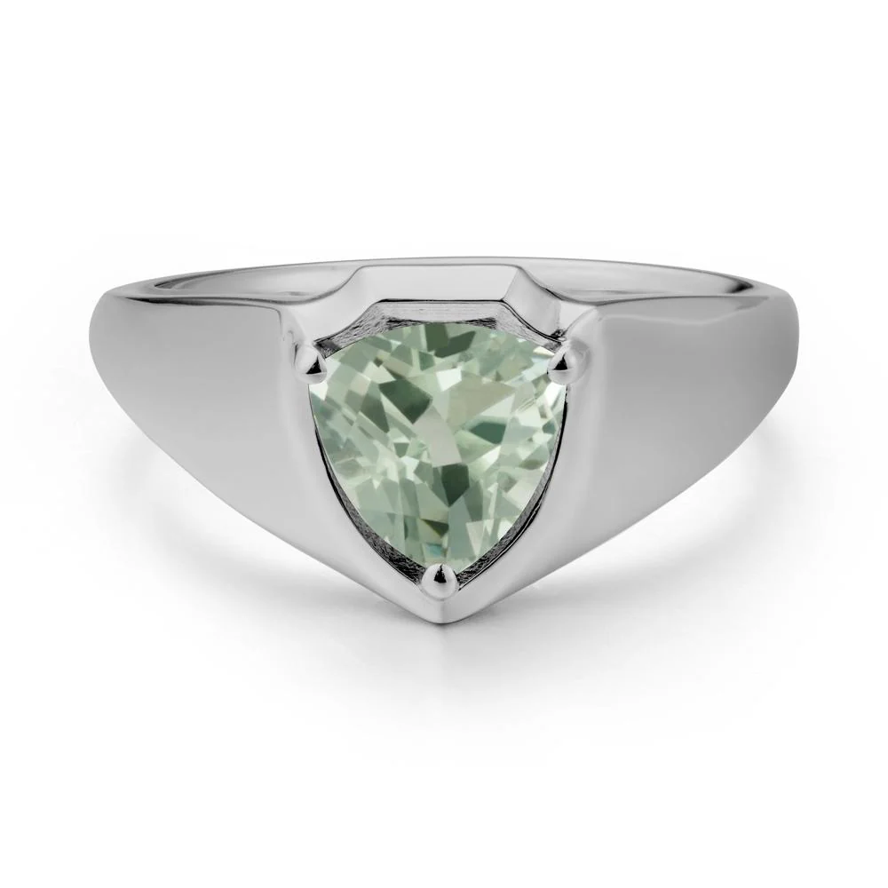 Wide Band Green Amethyst Shield Ring - Image 8