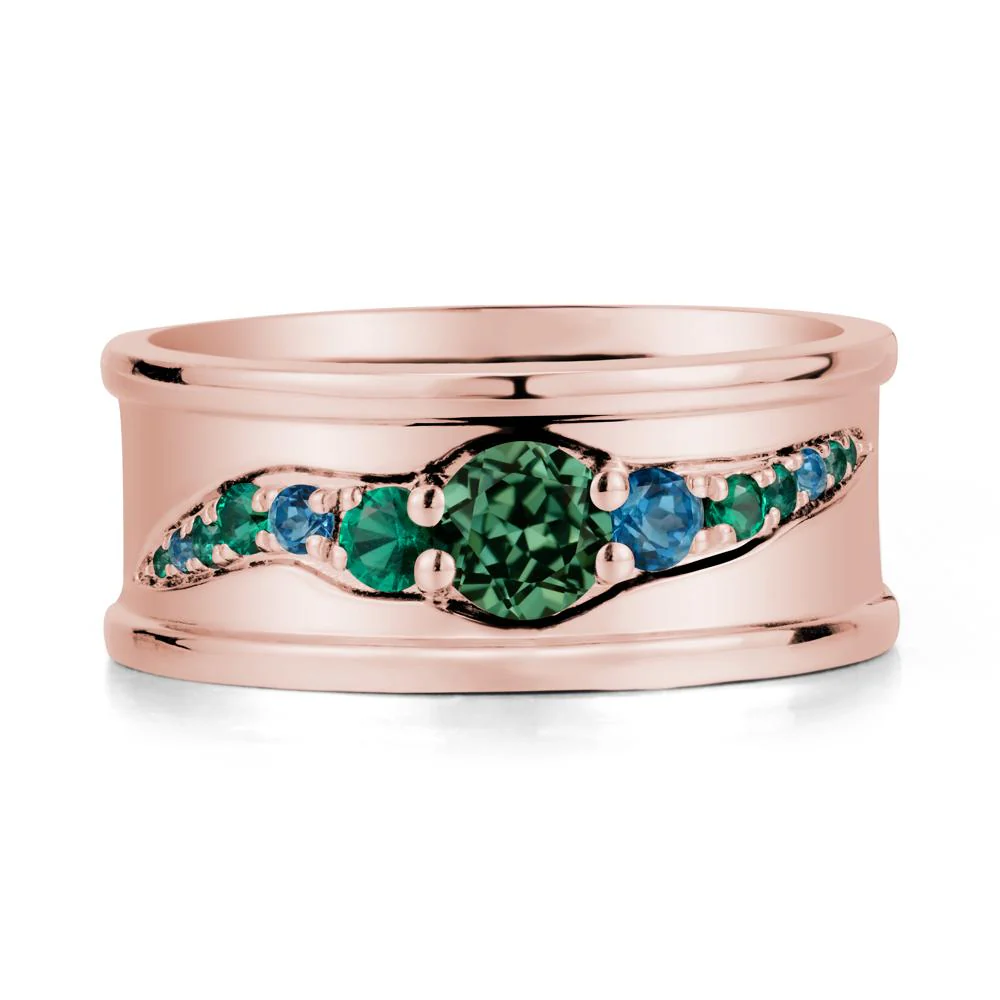 Wide Band Green Sapphire Ring for Men - Image 5