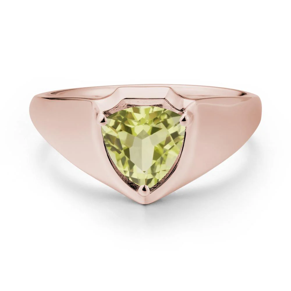 Wide Band Lemon Quartz Shield Ring