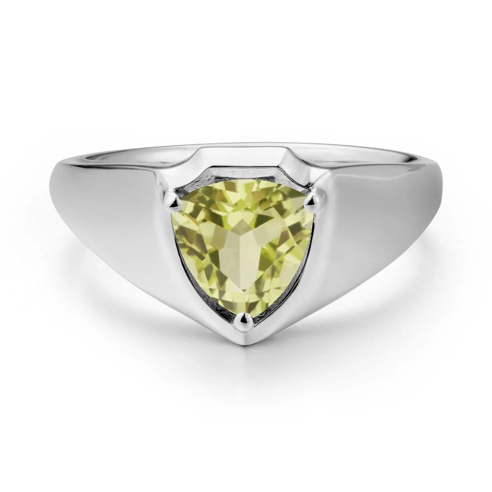 Wide Band Lemon Quartz Shield Ring - Image 2