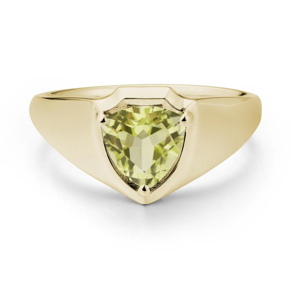 Wide Band Lemon Quartz Shield Ring - Image 3