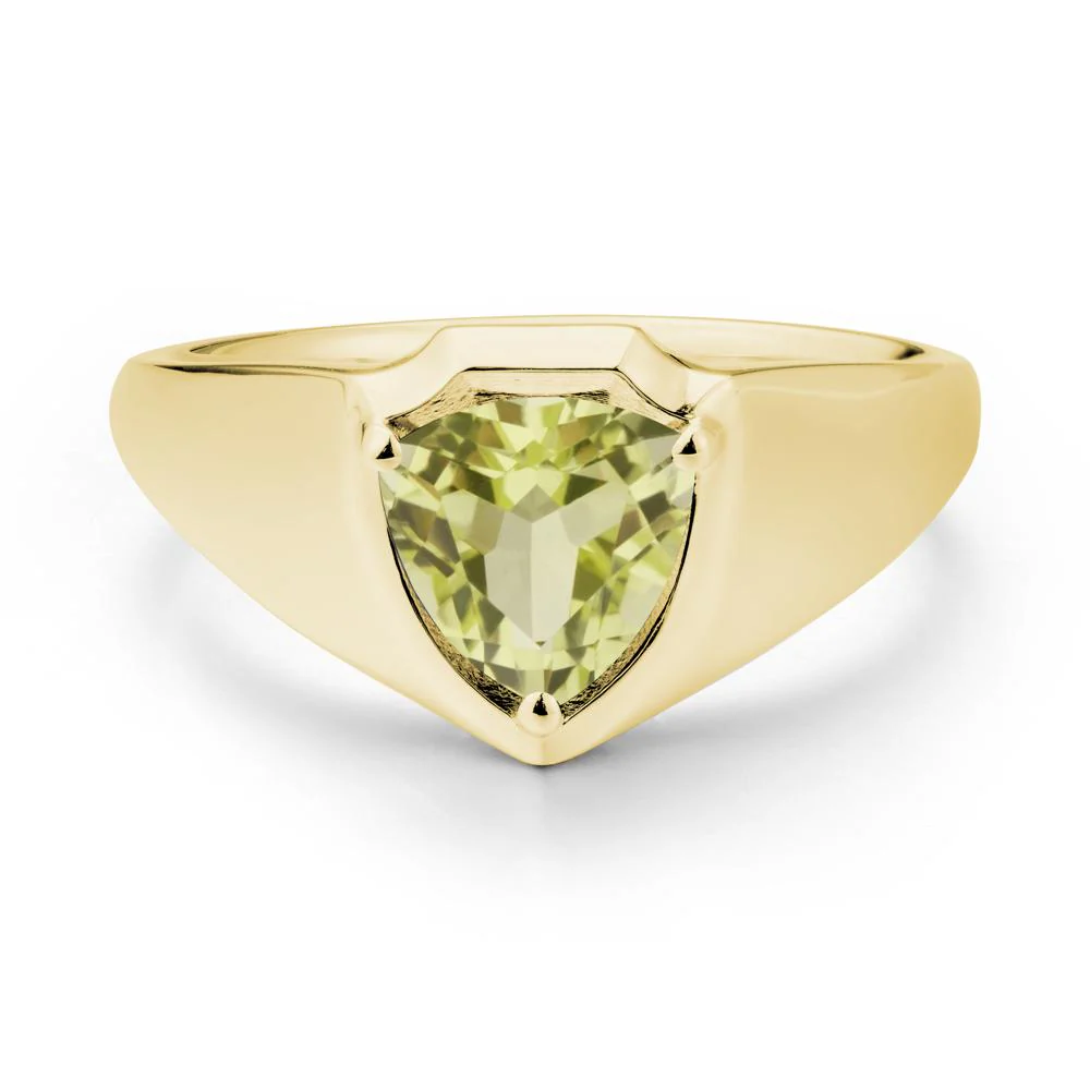 Wide Band Lemon Quartz Shield Ring - Image 6