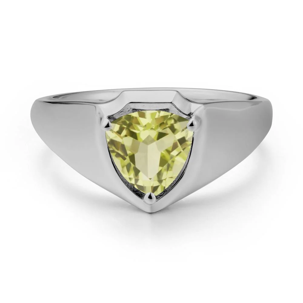 Wide Band Lemon Quartz Shield Ring - Image 8