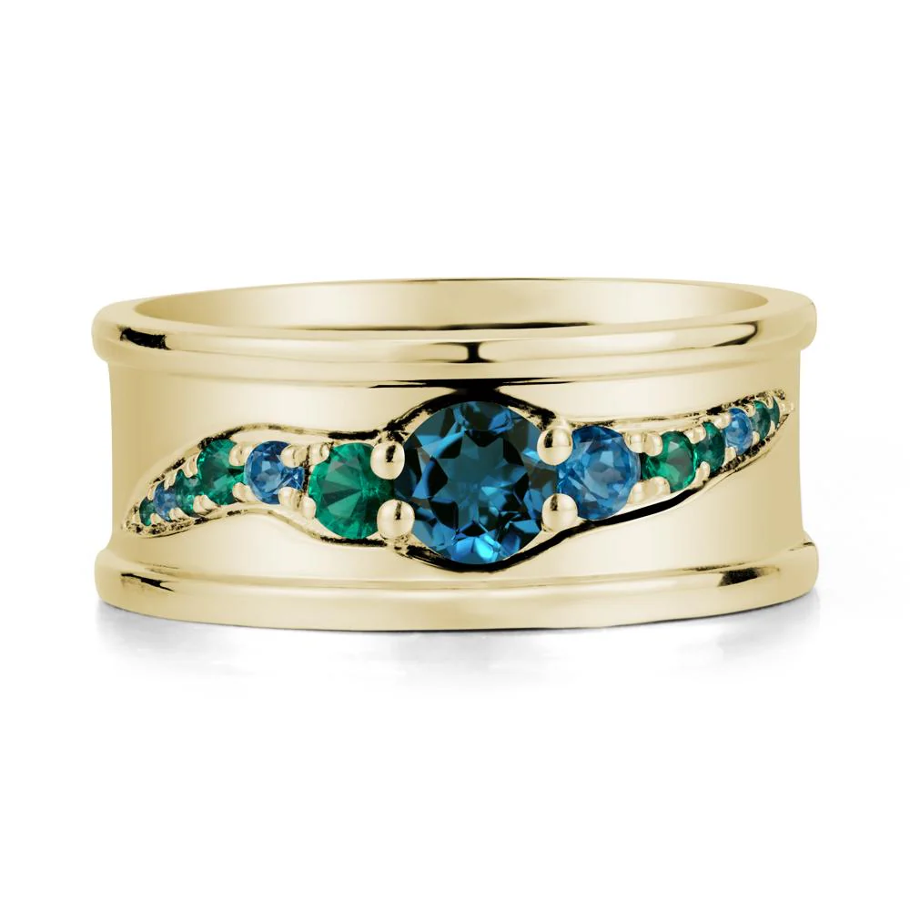 Wide Band London Blue Topaz Ring for Men - Image 4