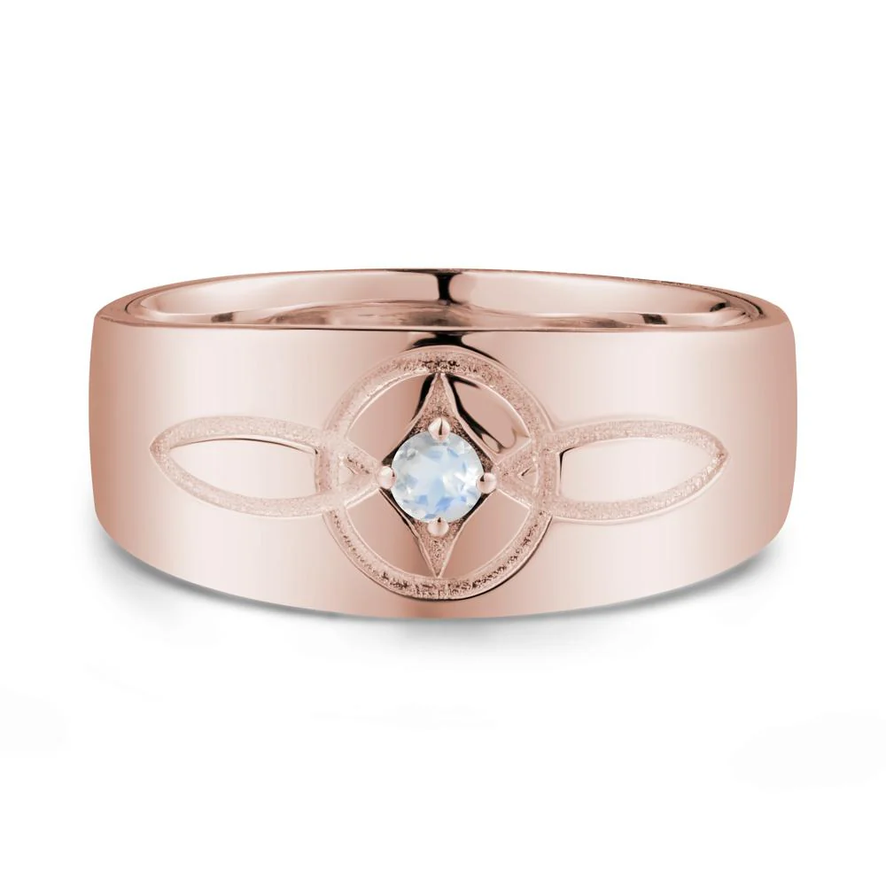 Wide Band Moonstone Ring with Celtic Knot - Image 2