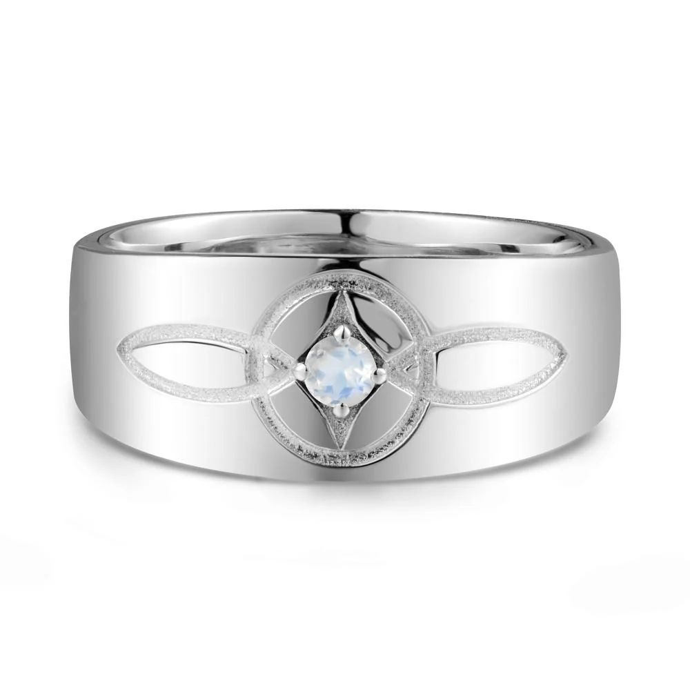Wide Band Moonstone Ring with Celtic Knot - Image 6