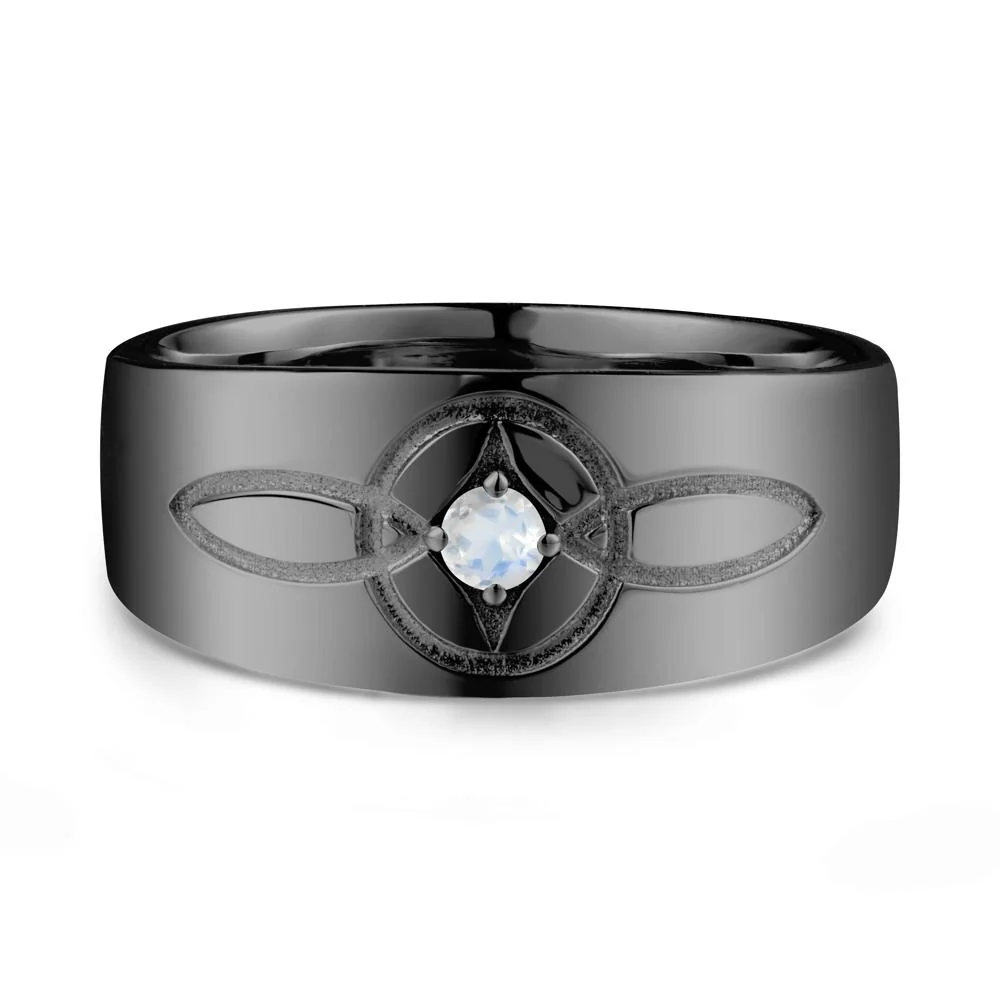 Wide Band Moonstone Ring with Celtic Knot - Image 8
