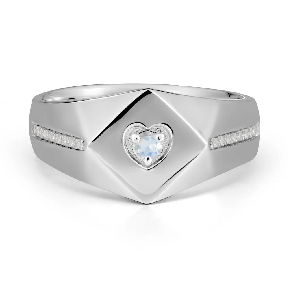 Wide Band Moonstone Ring with Pave Accents - Image 3