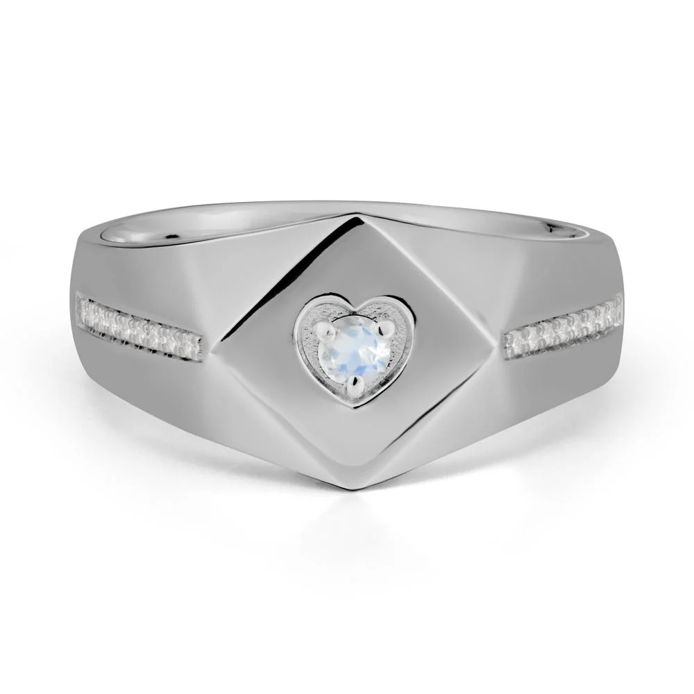 Wide Band Moonstone Ring with Pave Accents - Image 9