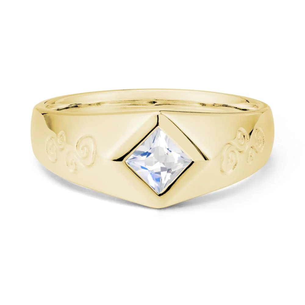 Wide Band Moonstone Swirl Engraved Ring - Image 7