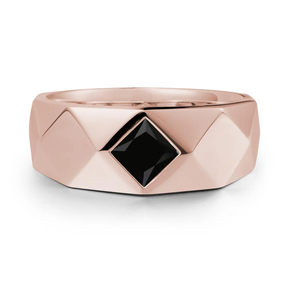 Wide Band Multi-Faceted  Black Spinel Ring - Image 2