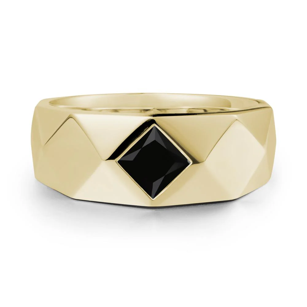 Wide Band Multi-Faceted  Black Spinel Ring - Image 3